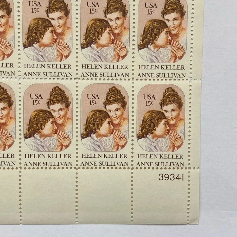 Helen Keller Stamps 15 CENT Full Sheet Pane MNH US Scott 1824 Unhinged MNH